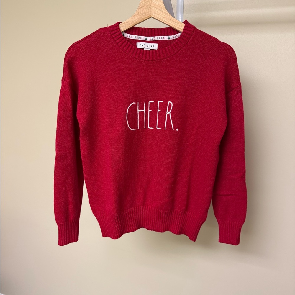 Rae Dunn Red “CHEER” Graphic Sweater – Women’s Medium